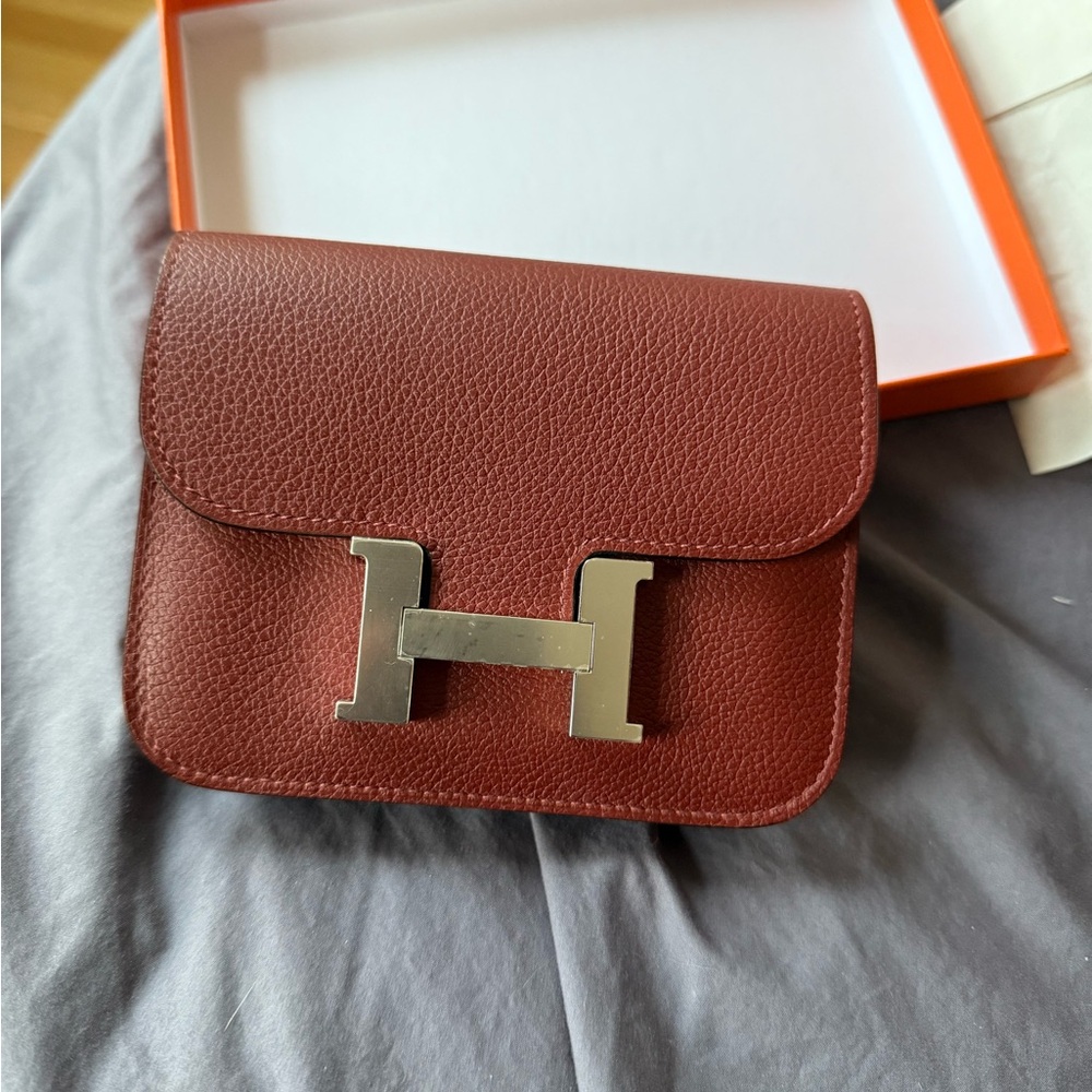 Hermes Constance Slim Wallet in Rouge H